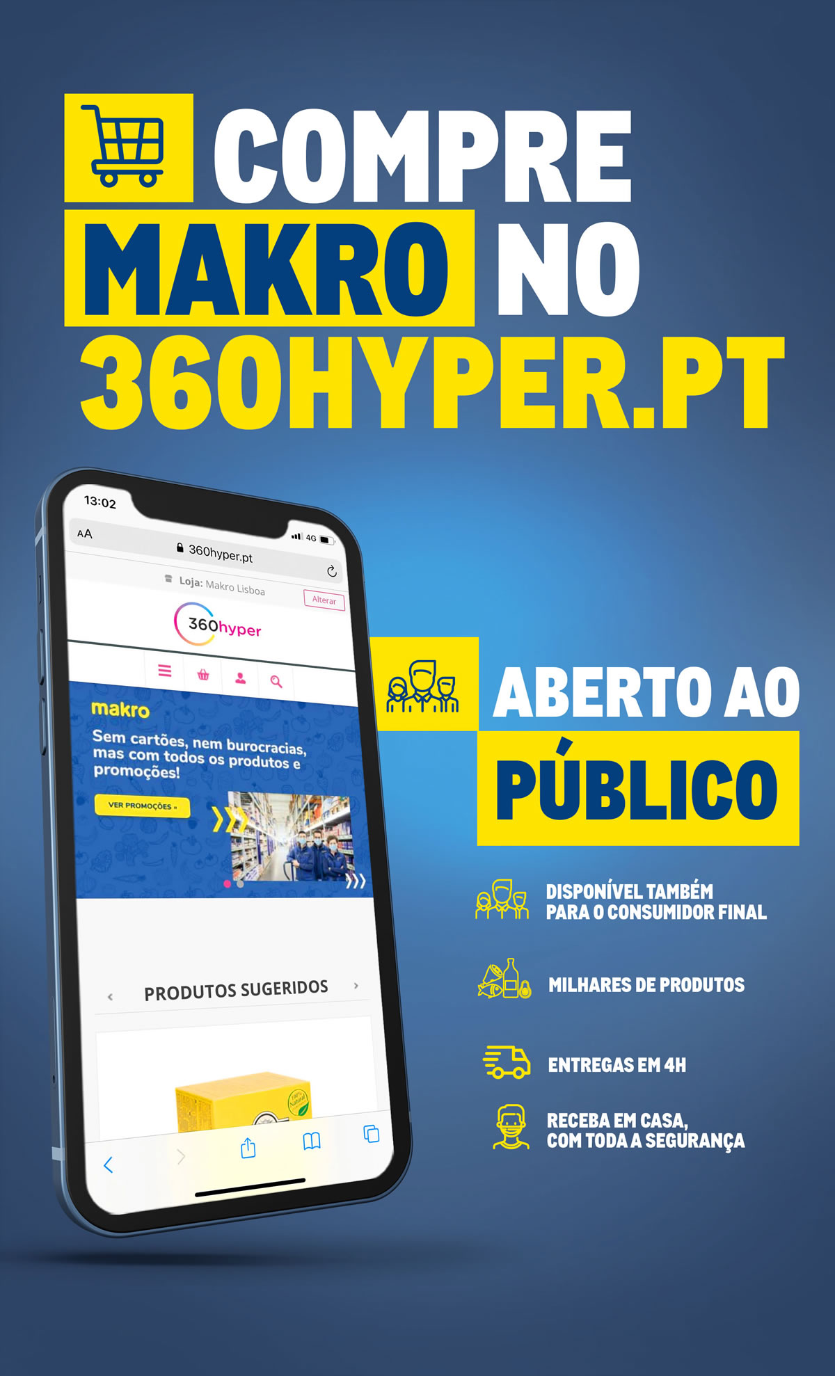 Compre makro no https://360hyper.pt/ - Disponível também para o consumidor final. Milhares de produtos. Entregas em 4H. Receba em casa, com toda a segurança